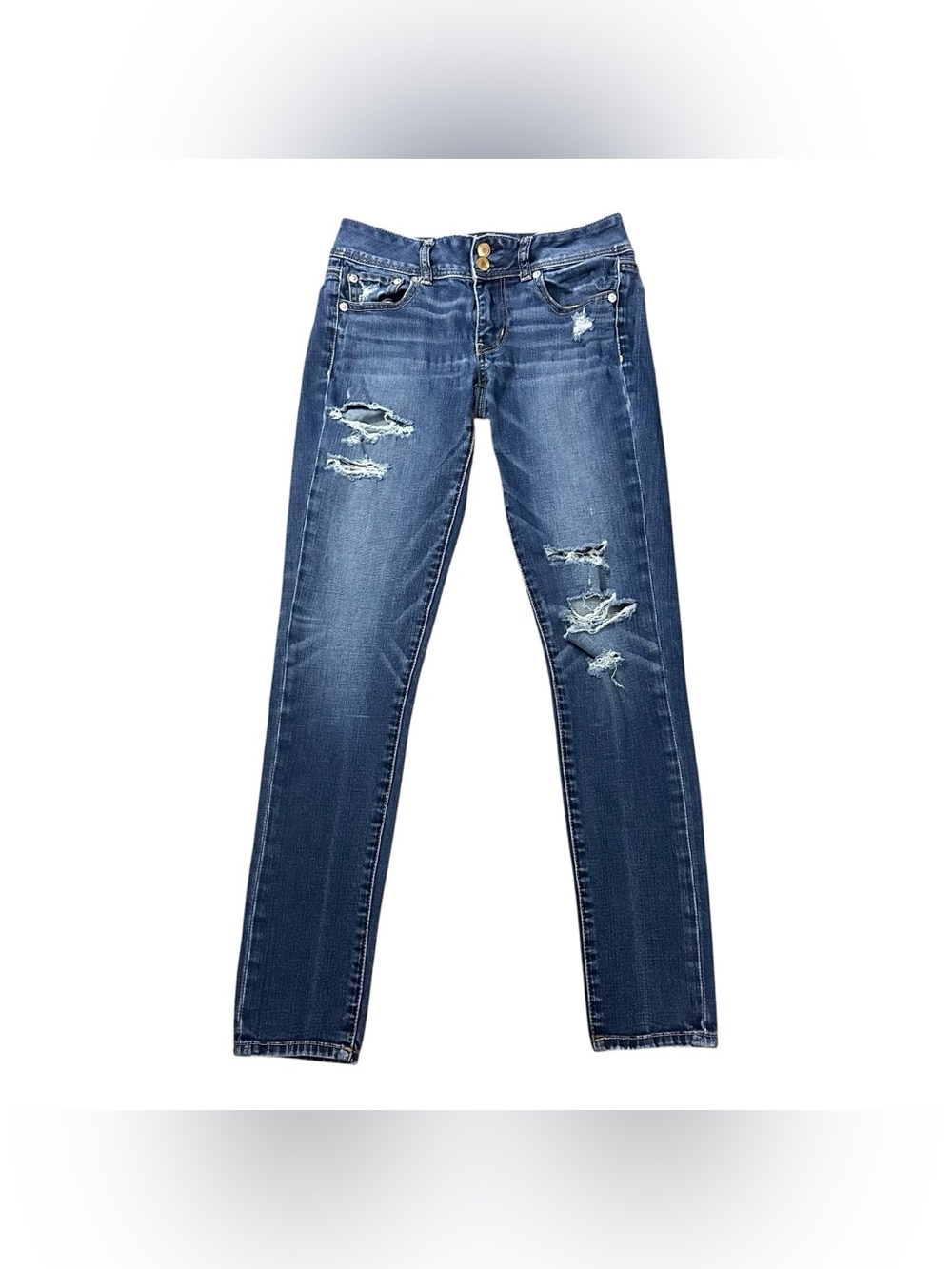 American Eagle Women’s Size 2 Super Stretch Skinny Distressed Ripped Jeans